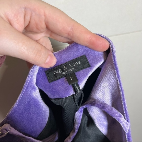 NWT Rag & Bone Juliette Velvet Violet Mini Dress Size 2 - Picture 10 of 11